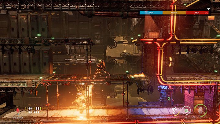 W okolicy przebywa 5 Mudokonów do zrekrutowania, ale tak jak wcześniej do czasu oczyszczenia okolicy warto rozkazać im pozostanie z tyłu - Oddworld Soulstorm: Przejście przez Workzone 2, Feeco Depot - solucja - Oddworld Soulstorm - poradnik do gry