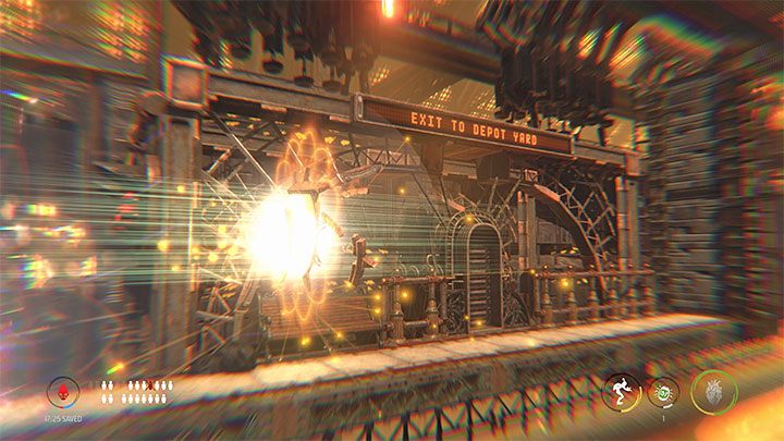 Docieramy z Mudokonami do prawej górnej ścieżki i wyruszamy w prawo - Oddworld Soulstorm: Przejście przez Workzone 2, Feeco Depot - solucja - Oddworld Soulstorm - poradnik do gry