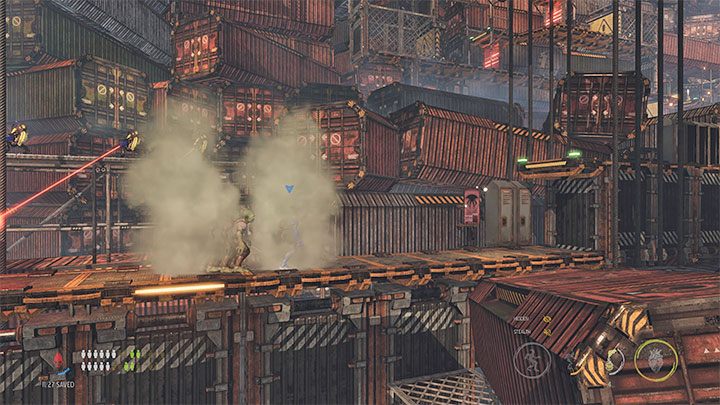 Obszar z rusztowaniami jest pilnowany przez snajperów - Oddworld Soulstorm: Przeprawa przez Gantry Channel, The Yards - solucja - Oddworld Soulstorm - poradnik do gry