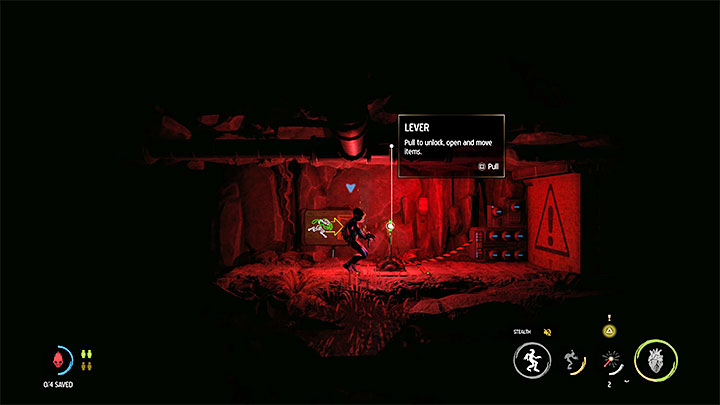 Kontynuujemy eksplorację jaskini, przy czym po zejściu na jej najniższy poziom skradamy się żeby nie obudzić śpiących Slogów - Oddworld Soulstorm: Odnalezienie Alfa i innych, Reunion - solucja - Oddworld Soulstorm - poradnik do gry