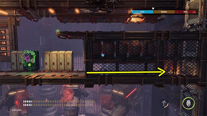 Tak samo jak w jednej z poprzednich lokacji wąskie przejście do kolejnego obszaru jest przy suficie - Oddworld Soulstorm: Otwarcie 1 i 2 bramy, Brewery - solucja - Oddworld Soulstorm - poradnik do gry