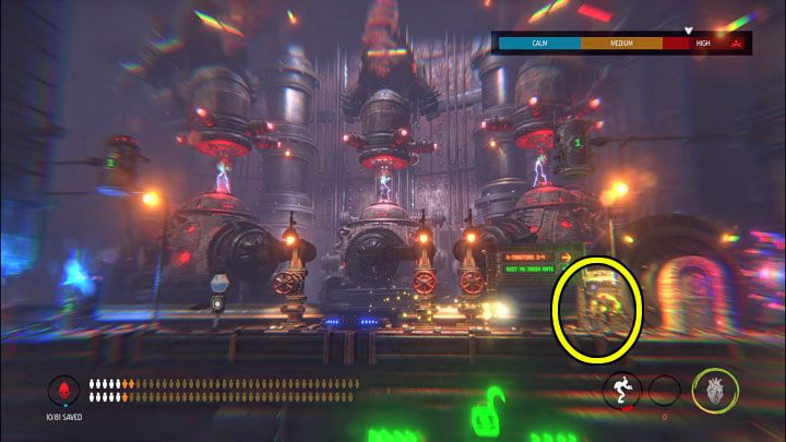 Opuszczamy sekretny obszar, wyruszamy w lewo i zjeżdżamy windą na niższy poziom - Oddworld Soulstorm: Otwarcie 1 i 2 bramy, Brewery - solucja - Oddworld Soulstorm - poradnik do gry