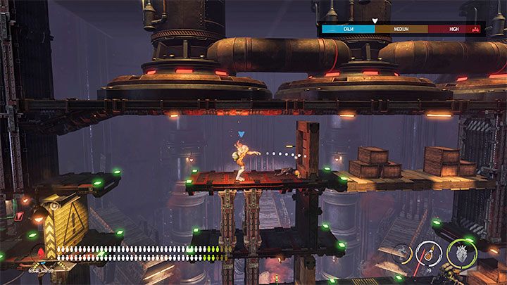 Po zaśnięciu Slogów i przeszukaniu elitarnego Sliga powracamy do ukrywających się Mudokonów, nakazujemy im podążanie za Abeem i korzystamy z prawej windy - Oddworld Soulstorm: Otwarcie ostatniej bramy, Brewery - solucja - Oddworld Soulstorm - poradnik do gry