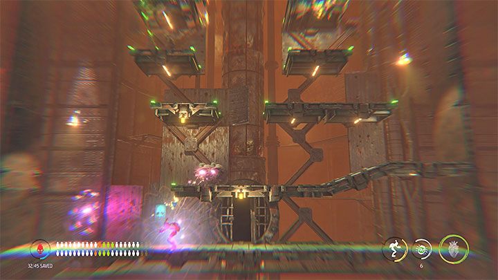 Wracamy się ostrożnie z Mudokonami na dół i otwieramy ptasi portal w lewym dolnym narożniku sekretnej lokacji - Oddworld Soulstorm: Przeprawa przez piec Furnace, Slig Barracks - solucja - Oddworld Soulstorm - poradnik do gry