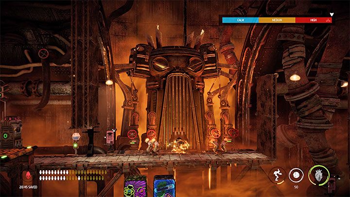 Musimy teraz badać drugi plan i kierować się w prawo - Oddworld Soulstorm: Przeprawa przez piec Furnace, Slig Barracks - solucja - Oddworld Soulstorm - poradnik do gry