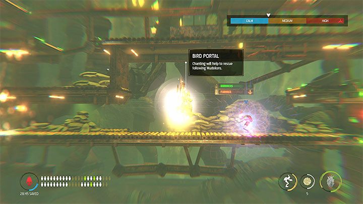 Podczas przeprawy w prawo przypilnujmy się w miejscach z pracującą maszynerią - Oddworld Soulstorm: Przeprawa przez piec Furnace, Slig Barracks - solucja - Oddworld Soulstorm - poradnik do gry