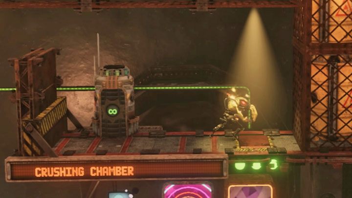 W Crushing Chamber przebywa 3 Sligów, przy czym Abe nie może do nich osobiście dotrzeć - Oddworld Soulstorm: Aktywowanie 5 komór Brewing Chambers - solucja - Oddworld Soulstorm - poradnik do gry