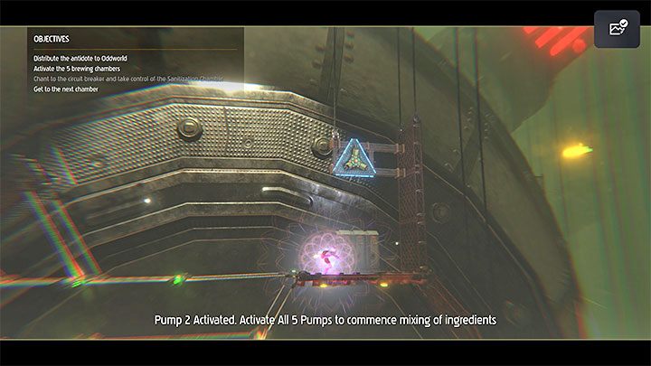 Naszym celem jest dotarcie do wyłącznika Circuit Breaker znajdującego się na samym szczycie tej lokacji - Oddworld Soulstorm: Aktywowanie 5 komór Brewing Chambers - solucja - Oddworld Soulstorm - poradnik do gry