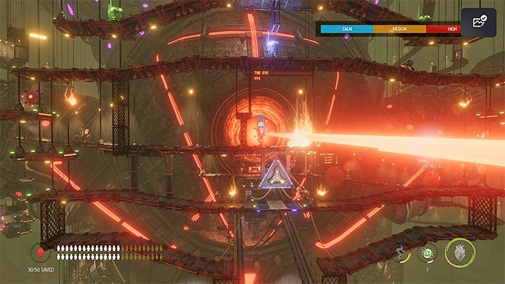 Wkrótce dotrzemy do lokacji The Eye, w której załączy się wielkie czerwone oko - Oddworld Soulstorm: Aktywowanie 5 komór Brewing Chambers - solucja - Oddworld Soulstorm - poradnik do gry