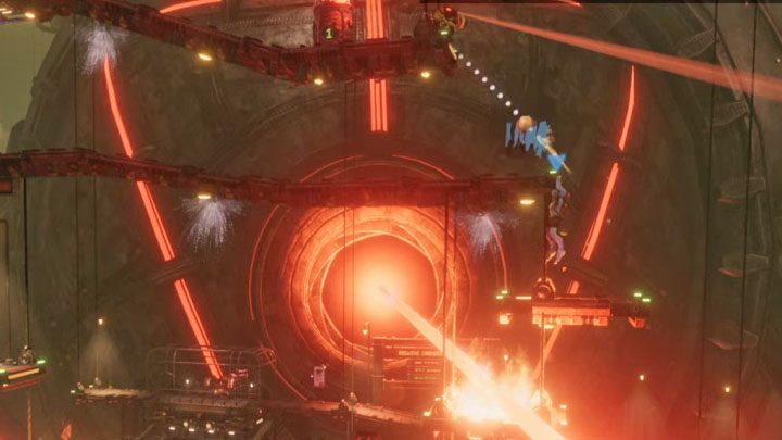 W drodze na wyższe balkoniki musimy uważać na Sliga z minigunem patrolującego środkowy poziom - możemy go ogłuszyć, zabić lub ominąć - Oddworld Soulstorm: Aktywowanie 5 komór Brewing Chambers - solucja - Oddworld Soulstorm - poradnik do gry