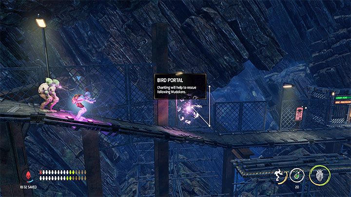 Nie musimy ponownie używać drabiny, gdyż górne przejście również pozwala wyjść z jaskini - Oddworld Soulstorm: Zejście na poziom Bone Processing, Necrum - solucja - Oddworld Soulstorm - poradnik do gry