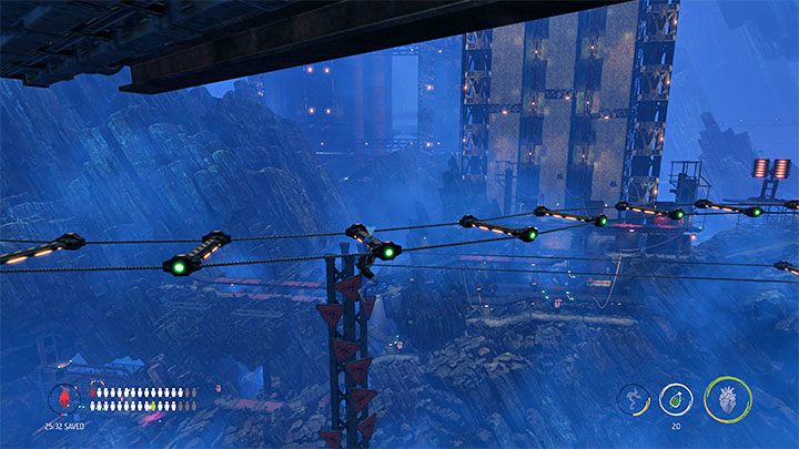 Ostatnią czwartą zagadkę środowiskową rozpoczniemy niedługo po dotarciu do checkpointu na skraju przepaści - Oddworld Soulstorm: Zejście na poziom Bone Processing, Necrum - solucja - Oddworld Soulstorm - poradnik do gry