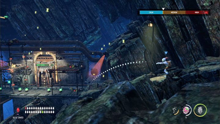 Przygotowujemy sobie Fizzy Pow lub inny ofensywny gadżet i używamy go do zaatakowania 2 najbliższych Sligów - Oddworld Soulstorm: Zejście na poziom Bone Processing, Necrum - solucja - Oddworld Soulstorm - poradnik do gry