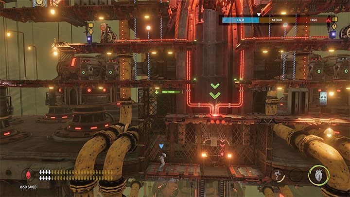 Wyjście z lokacji z Feederem znajduje się pod czerwoną płytą naciskową, na której stał wcześniej Abe - Oddworld Soulstorm: Aktywowanie Feedera, Eye of the Storm - solucja - Oddworld Soulstorm - poradnik do gry