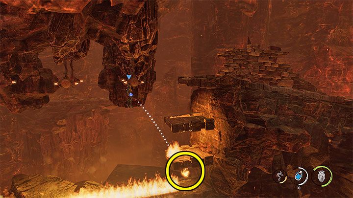 Abe docelowo dotrze do pieczary, w której znajdują się cztery drążki nad płonącą podłogą - Oddworld Soulstorm: Ucieczka z płonącej jaskini, The Raid on Monsaic - solucja - Oddworld Soulstorm - poradnik do gry