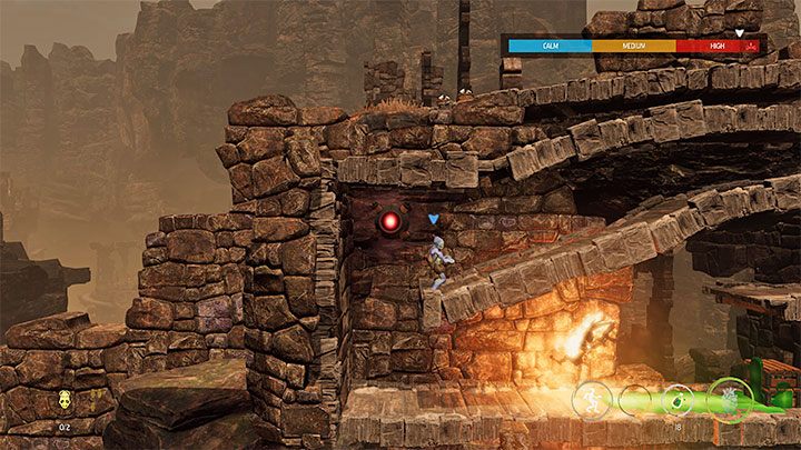 Abe docelowo zbliży się do nowych Sligów z dołączonego obrazka - Oddworld Soulstorm: Uwolnienie przygwożdżonych Mudokonów, The Ruins - solucja - Oddworld Soulstorm - poradnik do gry