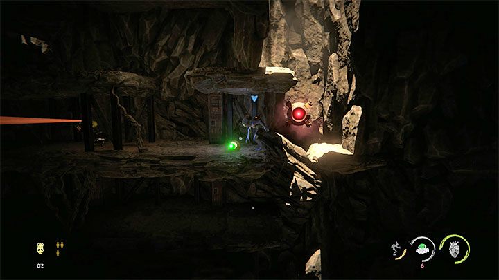 Badamy okolicę i pociągamy za dźwignię żeby móc udać się w lewo - Oddworld Soulstorm: Uwolnienie przygwożdżonych Mudokonów, The Ruins - solucja - Oddworld Soulstorm - poradnik do gry