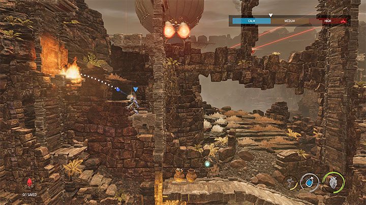 Po zabezpieczeniu obszaru nad sobą możemy rozpocząć wspinaczkę - Oddworld Soulstorm: Przeprawa przez terytorium Sligów, The Blimp - solucja - Oddworld Soulstorm - poradnik do gry