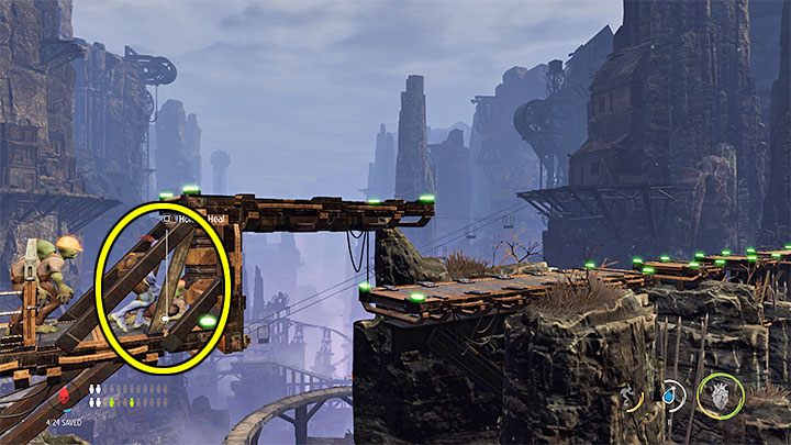 Powracamy do miejsca gdzie był drugi chory Mudokon i tym razem wyruszamy w prawo - Oddworld Soulstorm: Uleczenie chorych Mudokonów, The Funicular - solucja - Oddworld Soulstorm - poradnik do gry