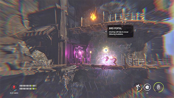 Z ratowanymi Mudokonami musimy docierać do ptasiego portalu zlokalizowanego na lewym krańcu sekretnego obszaru - Oddworld Soulstorm: Podróż do stacji Phat, The Funicular - solucja - Oddworld Soulstorm - poradnik do gry