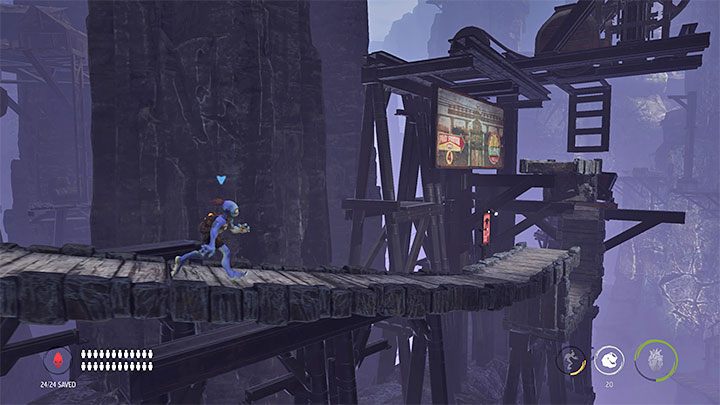 Po tym jak znajdziemy się z powrotem na głównej ścieżce kierujemy się w prawo - Oddworld Soulstorm: Podróż do stacji Phat, The Funicular - solucja - Oddworld Soulstorm - poradnik do gry