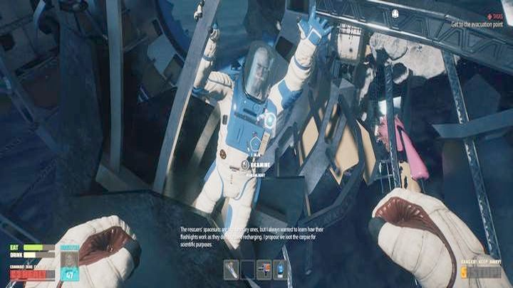 Znajdziecie tam zwłoki, do których przyczepiona jest wspomniana latarka - Breathedge: Latarka - jak zbudować? - Breathedge - poradnik do gry