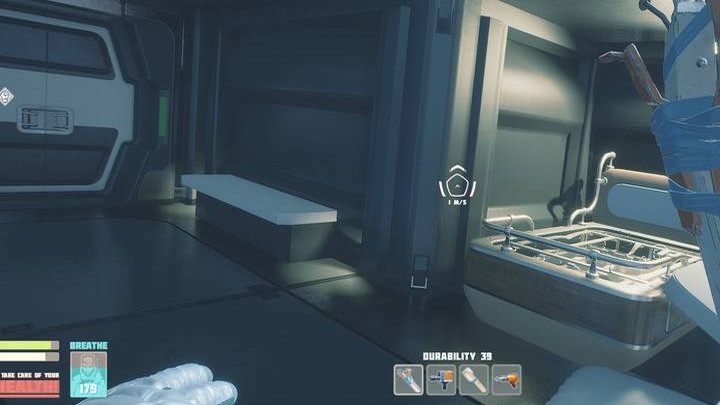 Wewnątrz znajdziecie łóżko bez materaca - Breathedge: Łóżko - jak zdobyć schemat? - Breathedge - poradnik do gry