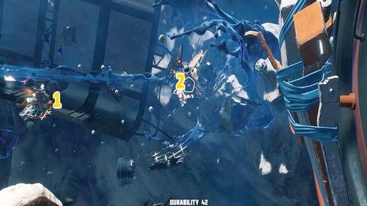 By zdobyć pierwszy poziom akceleratora, skierujcie się w prawo ze swojej pierwszej bazy, w stronę lodu - Breathedge: Przyspieszenie lotu - ulepszenie ekwipunku - Breathedge - poradnik do gry