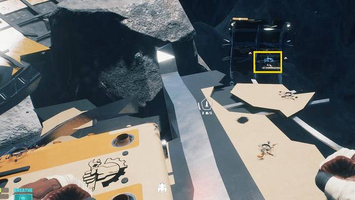 Na miejscu zeskanujcie skanerem trumnę z silnikami - Breathedge: Przyspieszenie lotu - ulepszenie ekwipunku - Breathedge - poradnik do gry