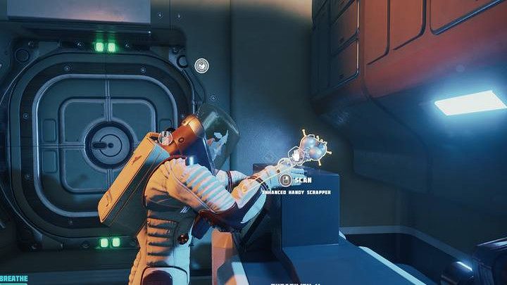Wewnątrz tego statku zobaczycie martwego inżyniera trzymającego w ręce ulepszony poręczny łamacz - Breathedge: Poręczny łamacz - ulepszenie ekwipunku - Breathedge - poradnik do gry