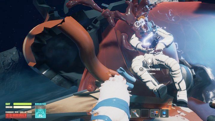 Sposób odblokowania: Używając kurczaka, zneutralizujcie 3 wyładowania elektryczne - Breathedge: Osiągnięcia/Trofea - Breathedge - poradnik do gry