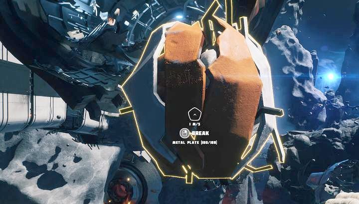 Metal znajdziesz w formie małych pomarańczowo-białych kulek lewitujących tu i tam - Breathedge: Rozdział 1, Lost in Space - solucja, opis przejścia - Breathedge - poradnik do gry