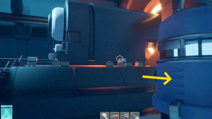 Żel nieprzewodzący znajdziecie w dużych niebieskich zbiornikach - Breathedge: Podróż Normandią - solucja, opis przejścia - Breathedge - poradnik do gry