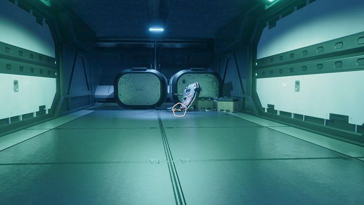 Za bramą, na szczycie schodów, koło zniszczonej trumny znajdziecie pierwszy mikroprocesor nawigacyjny - Breathedge: Obszar chłodzenia - solucja, opis przejścia - Breathedge - poradnik do gry