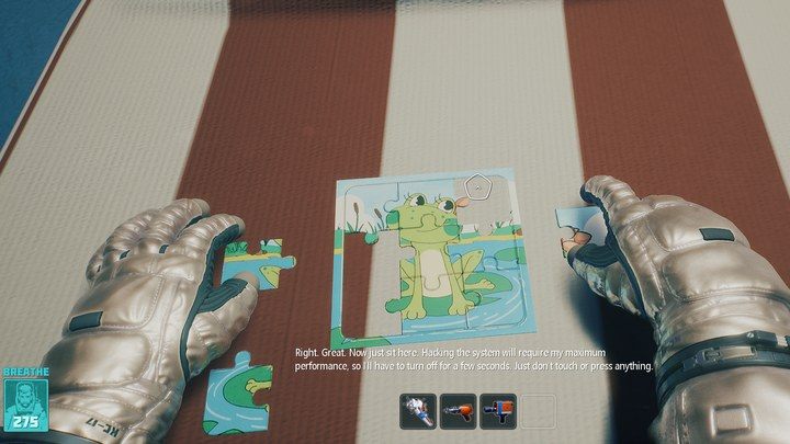 Ostatnie zadanie - zbierzcie tablicę z półki po lewej stronie, nad kartonami - Breathedge: Zbadaj nieznany moduł - solucja, opis przejścia - Breathedge - poradnik do gry