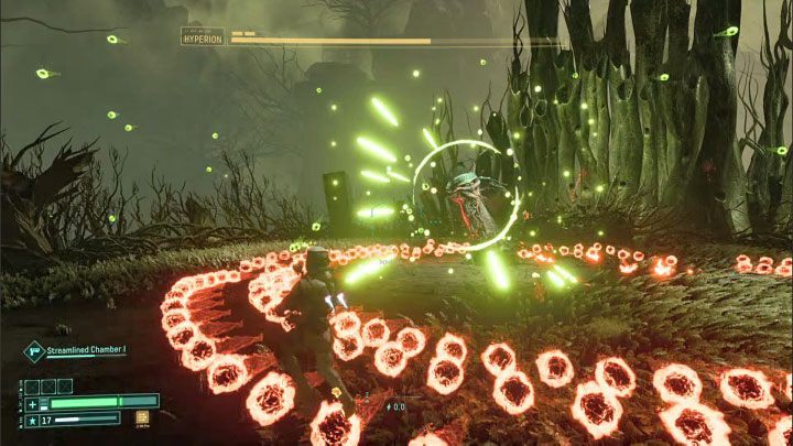 Trudniejsze do uniknięcia staną się fale uderzeniowe, bo będą one składały się z rzędów kul - Returnal: Hyperion - boss, jak pokonać? - Returnal - poradnik do gry