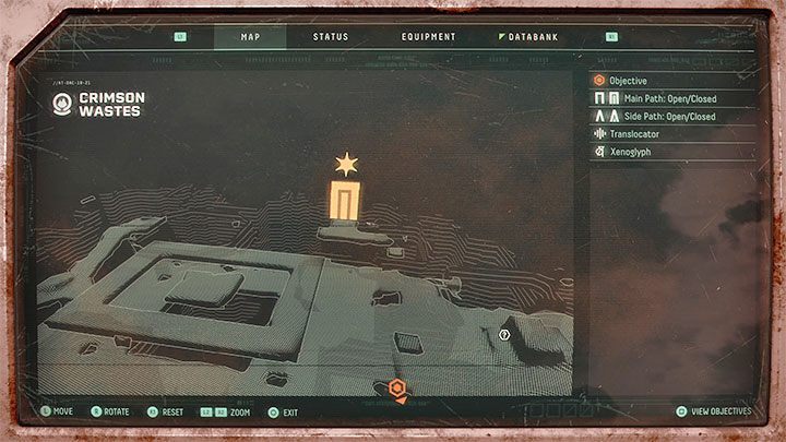 Podczas eksploracji kolejnych biomów możemy natrafiać na żółte przejścia na mapie - przykładowe pokazuje obrazek - Returnal: Śmierć - jak rzadziej ginąć? - Returnal - poradnik do gry