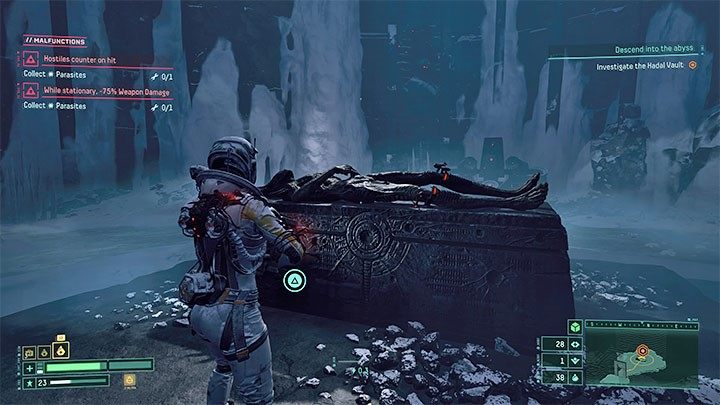 Po otwarciu Skarbca Hadala znajdziecie nowy gadżet Obciążenie hadalne, które Selene zamontuje na nogach i od teraz będzie mogła schodzić pod wodę i zbadać niedostępne wcześniej obszary wcześniejszych biomów - Returnal: Pęknięte Pustkowia/Fractured Wastes - biom - Returnal - poradnik do gry