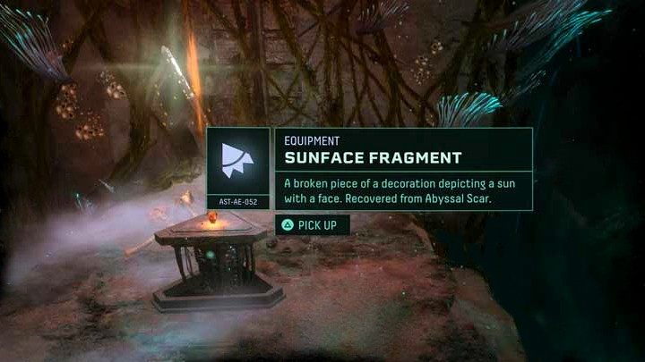 W każdym z sześciu biomów, w dobrze ukrytym miejscu pojawią się specjalne przedmioty, fragmenty twarzy słońca (Sunface Fragment) - Returnal: Sekretne zakończenie - jak odblokować? - Returnal - poradnik do gry