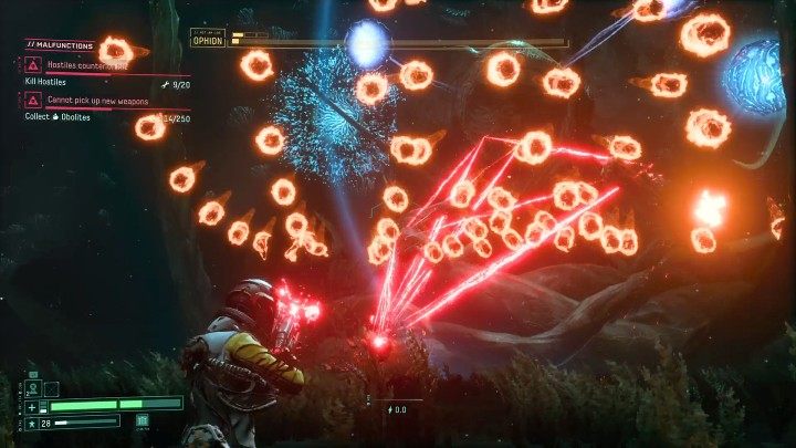 Selene po wyczerpującej wędrówce przez sześć zróżnicowanych biomów planety Atropos staje oko w oko z ostatnim bossem Ophionem, pokonuje go i otwiera w ten sposób przejście do najgłębszych stref Blizny Głębi (Abyssal Scar) - Returnal: 1. zakończenie (spoiler) - Returnal - poradnik do gry