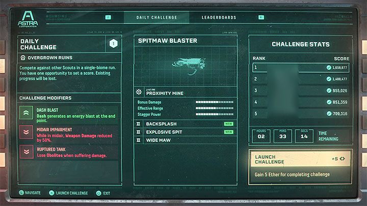 Na ekranie trybu symulacji znajdziemy wszystkie informacje na temat aktualnie dostępnego dziennego wyzwania - Returnal: Terminal wyzwań - dzienne wyzwania - Returnal - poradnik do gry