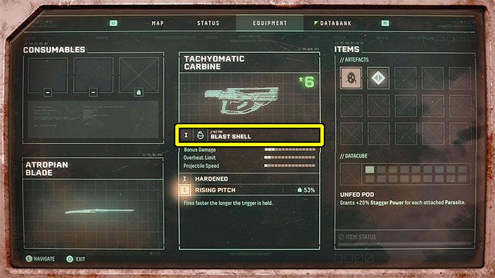 Każda odnajdywana w grze broń palna ma odgórnie narzucony rodzaj alternatywnego ataku - możemy to odczytać z jej statystyk - Returnal: Atak alternatywny - jak odblokować? - Returnal - poradnik do gry