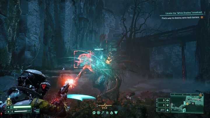 Pierwszym niezwykle groźnym przeciwnikiem, na którego możecie natknąć się w trakcie eksploracji Zarośniętych Ruin (szczególnie w lokacjach za żółtymi drzwiami), jest czteronożna istota z rozłożystym ogonem w kształcie macek - Returnal: Zarośnięte Ruiny/Overgrown Ruins - biom - Returnal - poradnik do gry