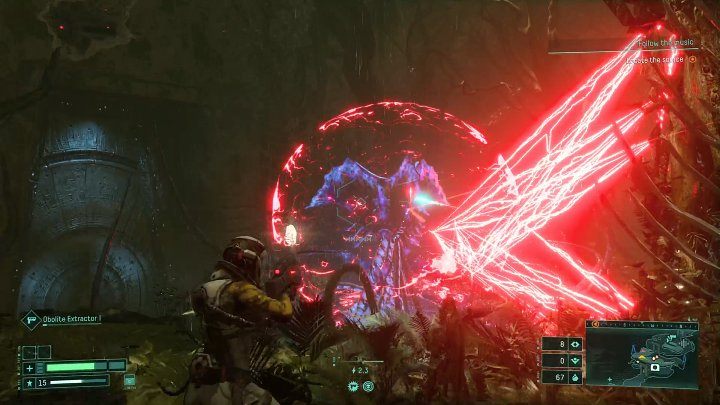 Pierwszym nowym i niebezpiecznym przeciwnikiem w Ruinach Pogłosu, jest sporych rozmiarów potwór z dużą ilością odnóży - Returnal: Ruiny Pogłosu/Echoing Ruins - biom - Returnal - poradnik do gry