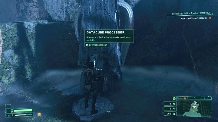 Kostkę danych należy dostarczy do specjalnego urządzenia Datacube Processor - jedno z takich urządzeń znajdziecie np - Returnal: Kostka danych/Datacube - gdzie i po co dostarczać? - Returnal - poradnik do gry