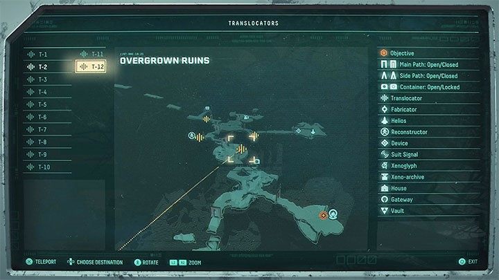 Mapa każdego biomu planety Atropos jest naprawdę rozległa, ale teleportacja z użyciem translokatorów znacznie ułatwia przemieszczanie się pomiędzy już odwiedzonymi lokacjami - Returnal: Eksploracja - Returnal - poradnik do gry
