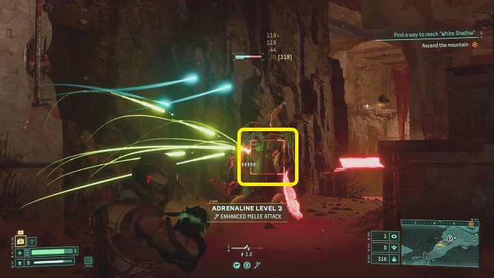 Obcy zamieszkujący poszczególne biomy planety Atropos posiadają słabe punkty, które oznaczone są czerwonym kwadratem - Returnal: Walka - Returnal - poradnik do gry