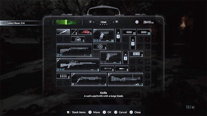 W Resident Evil Village bardzo łatwo można zapełnić inwentarz i to nawet pomimo tego, że przedmioty questowe (Key Items) i skarby (Treasures) są przechowywane w osobnych zakładkach i nie zapychają głównego okna inwentarza - Resident Evil Village: Porady na start - Resident Evil Village - poradnik do gry
