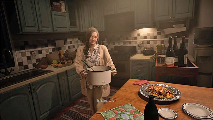 W celu zakończenia prologu musicie powrócić na parter i zagadać do Mii przebywającej w kuchni - Resident Evil Village: Prolog - Ethan, Mia i Rose - solucja, opis przejścia - Resident Evil Village - poradnik do gry