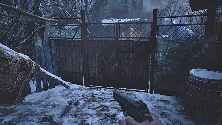 Zbadajcie raz jeszcze chatkę, a konkretnie miejsce, w którym ukrywał się wieśniak - Resident Evil Village: Pierwsza bitwa w wiosce/Village Square - solucja - Resident Evil Village - poradnik do gry